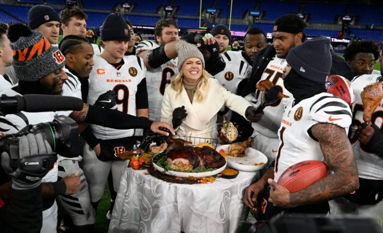  Watch: Bengals’ crazy Thanksgiving turkey-leg post-win celebration